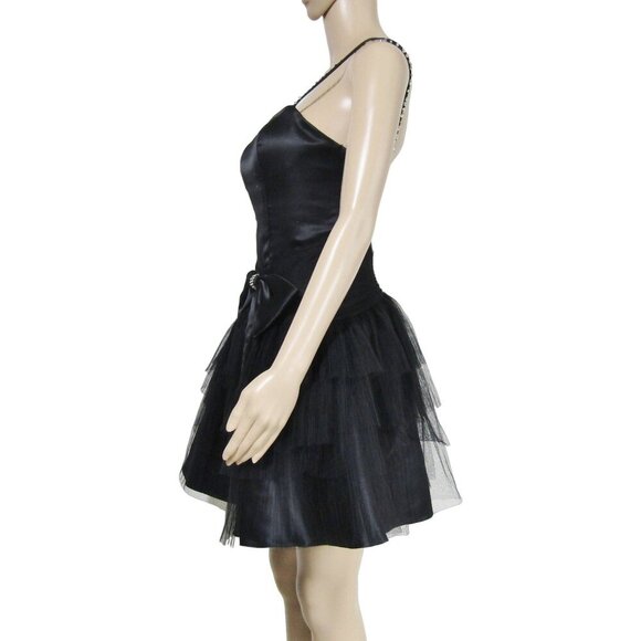 VTG Hannah S Y2K 4 Whimsigoth Fairy Goth Black Prom Witchy  BOW Mini Tutu Dress - Picture 5 of 13